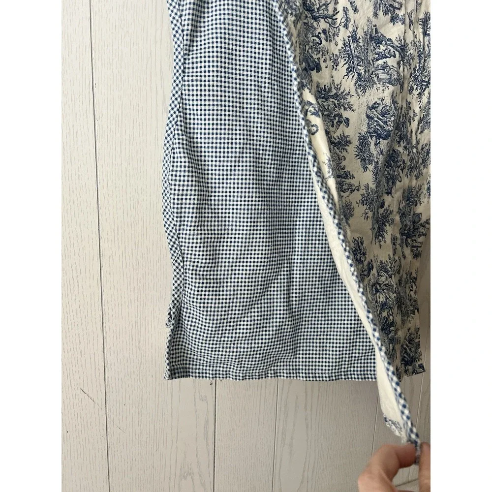 One Waverly Blue Toile & Gingham Double Valance 54